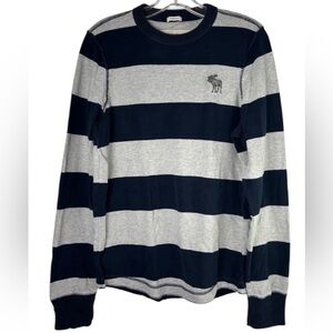 Vintage Abercrombie & Fitch Muscle Sweater Large Striped Moose Logo Y2K Crewneck